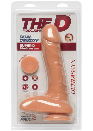 The D Super D Ultraskyn Dildo with Balls - Flesh/Vanilla - 9in