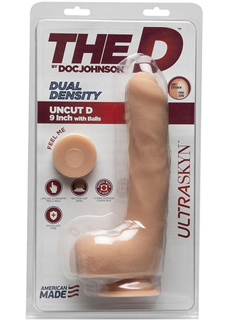 The D Uncut D Ultraskyn Dildo with Balls - Flesh/Vanilla - 9in