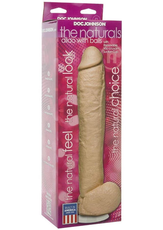 The Naturals Dildo with Balls - Flesh/Vanilla - 12in