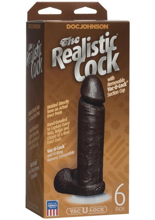 The Realistic Cock Dildo - Black/Chocolate - 6in