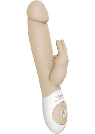 The Realistic Rabbit Rechargeable Silicone Triple Vibrator - Cream/Flesh