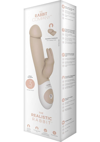 The Realistic Rabbit Rechargeable Silicone Triple Vibrator - Cream/Flesh