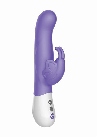 The Vibrating Dual Stim Butterfly Silicone Rechargeable Rabbit Vibrator - Purple