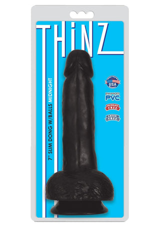 Thinz Slim Dong with Balls - Black - 7in