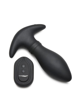 Thunder Plugs Rim Slide 7x Sliding Ring Silicone Rechargeable Butt Plug with Remote Control - Black