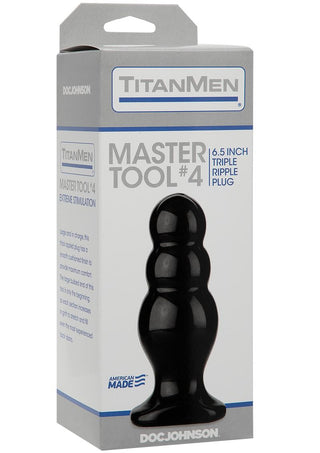 Titanmen Master Tool #4 Triple Ripple Anal Plug - Black - 6.5in