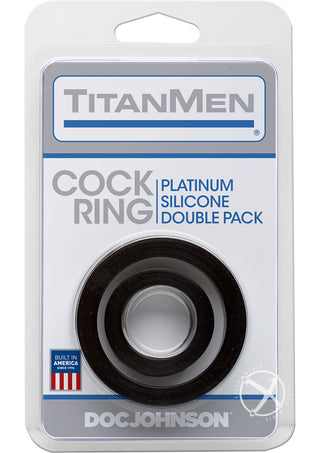 Titanmen Platimum Silicone Cock Rings - Black - 2 Piece Kit