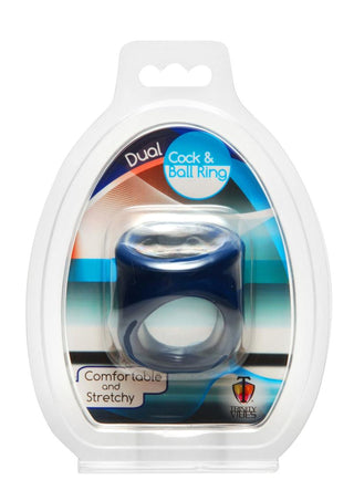 Trinity Men Dual Cock and Ball Ring - Blue