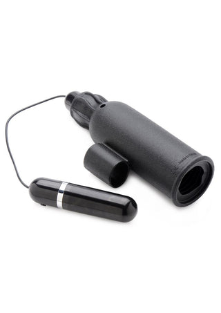 Trinity Men Lightning Stroke Silicone Stroker with Vibrating Bullet - Black