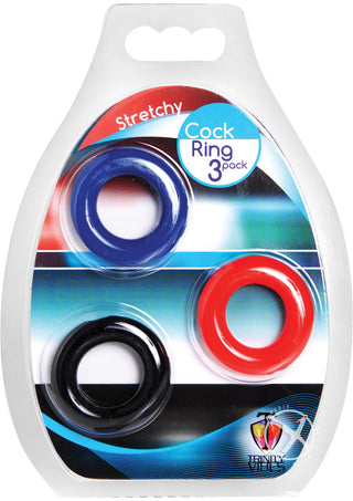 Trinity Men Stretchy Cock Ring - Assorted Colors - 3 Pack