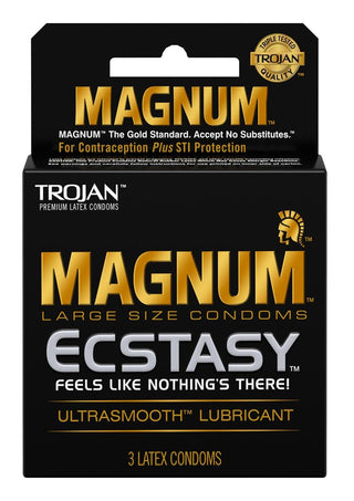 Trojan Magnum Ecstasy Ultra Smooth Lubricant Latex Condoms - 3-Pack