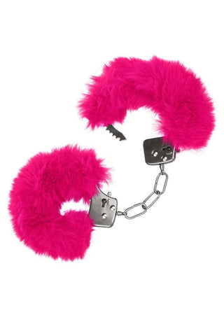 Ultra Fluffy Furry Cuffs - Metal/Pink