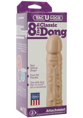 Vac-U-Lock Classic Dildo - Flesh/Vanilla - 8in