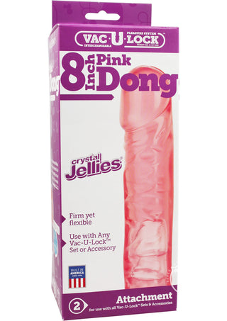 Vac-U-Lock Crystal Jellies Dildo - Pink - 8in