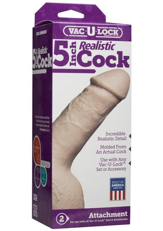 Vac-U-Lock Realistic Dildo - Flesh/Vanilla/White - 5in