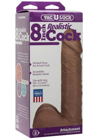 Vac-U-Lock Realistic Dildo - Brown/Caramel - 8in