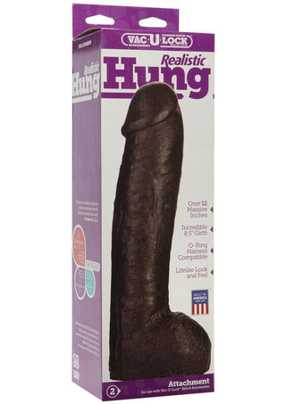 Vac-U-Lock Realistic Hung Dildo - Brown/Chocolate - 12in