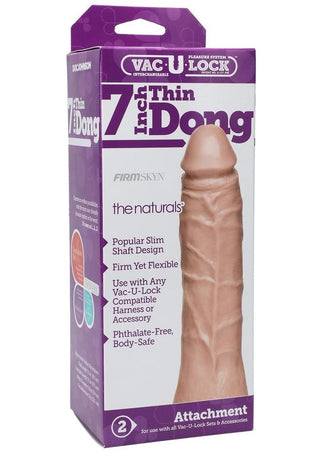 Vac-U-Lock The Naturals Thin Dildo - Flesh/Vanilla - 7in