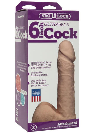 Vac-U-Lock Ultraskyn Dildo - Flesh/Vanilla - 6in