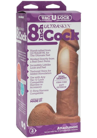 Vac-U-Lock Ultraskyn Dildo - Caramel/Flesh - 8in