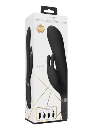 Vive Chou Rechargeable Silicone G-Spot Rabbit and Clitoral Stimulator - Black