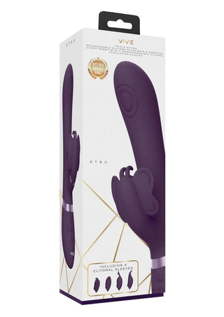 Vive Etsu Rechargeable Silicone Pulse Wave G-Spot Rabbit and Clitroal Stimulator - Purple