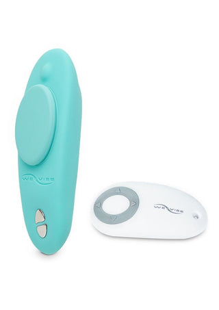 We-Vibe Moxie Wearable Rechargeable Silicone Panty Vibe Clitoral Stimulator - Aqua/Blue