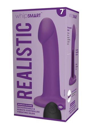 WhipSmart Remote Control Rechargeable Silicone G-Spot/P-Spot Dildo - Purple - 7in