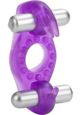 Wireless Rocking Rabbit Vibrating Cock Ring with Clitoral Stimulation - Purple