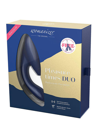 Womanizer Duo Silicone Rechargeable Clitoral and G-Spot Stimulator - Blue/Blueberry