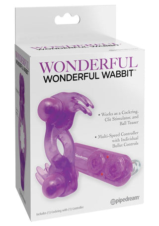 Wonderful Wonderful Wabbit Cock Ring with Dual Vibrating Bullets and Remote Control - Purple