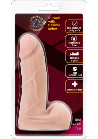 X5 Plus Cock Dildo with Balls - Flesh/Vanilla - 5.5in