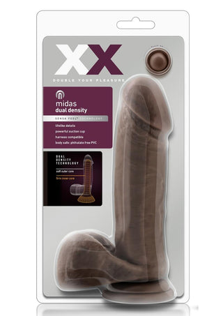 XX Midas Dildo with Balls - Black/Chocolate - 8in