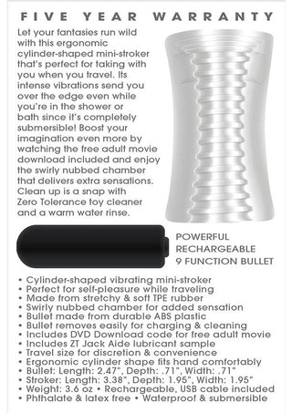 Zero Tolerance Pop Compact Textured Stroker with Rechargeable Bullet and DVD Download