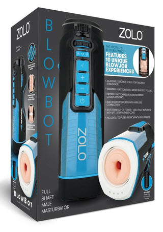 ZOLO Blowbot Full Shaft Male Blowjob Masturbator - Black/Blue