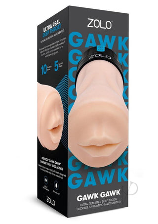 ZOLO Gawk Gawk Rechargeable Silicone Vibrating Deep Throat Blowbot Masturbator - Black/Vanilla